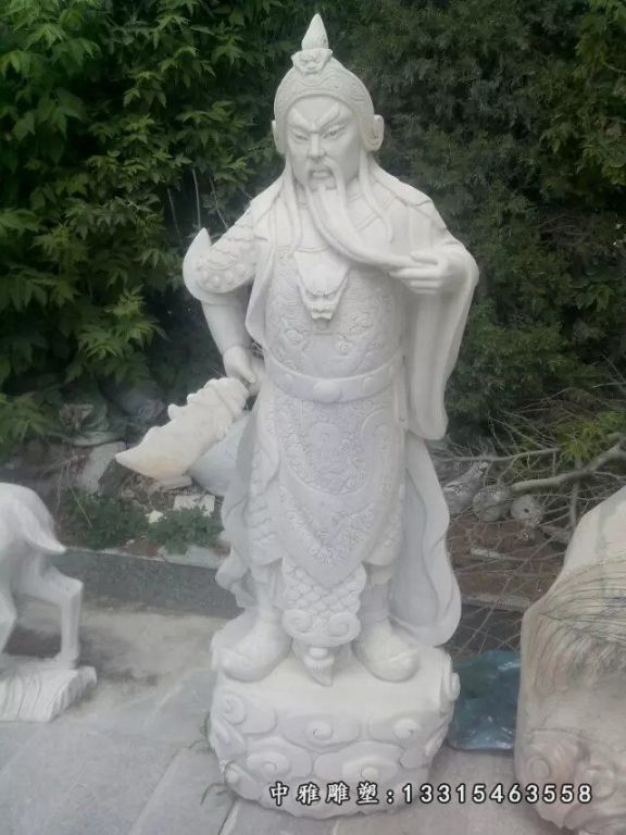 关公石雕，汉白玉关公雕塑