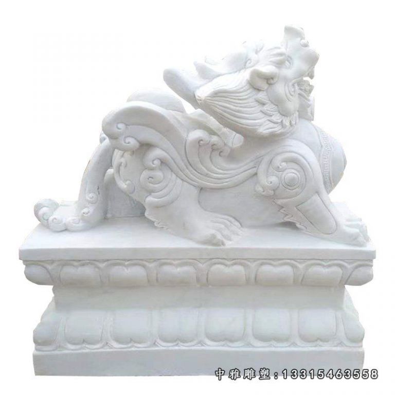 汉白玉狮子 石雕公园动物摆件