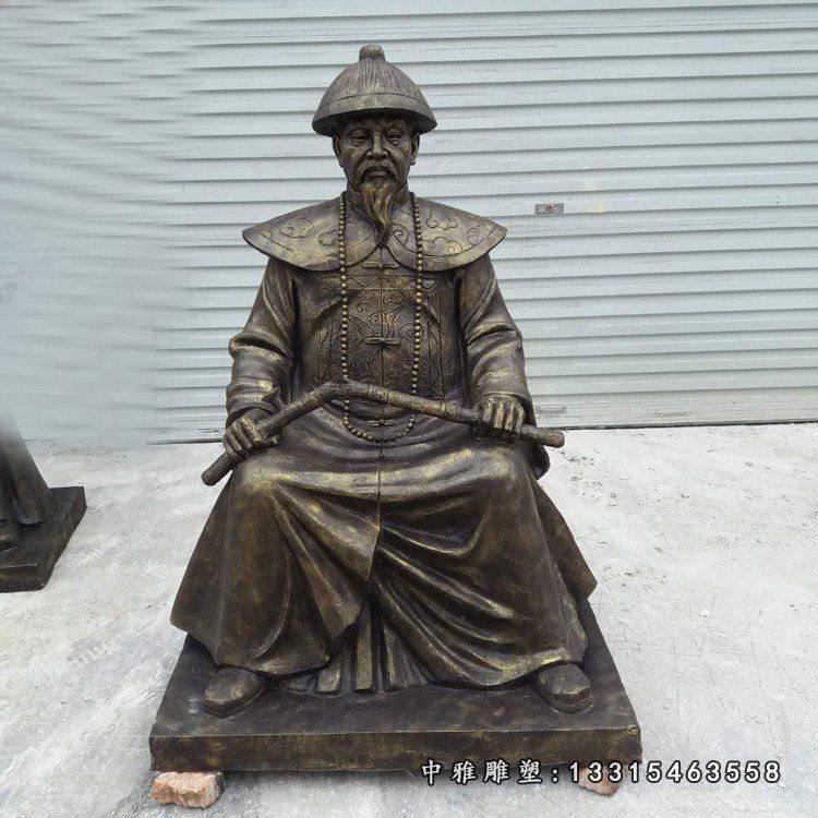 玻璃钢仿铜林则徐雕塑，古代人物雕塑