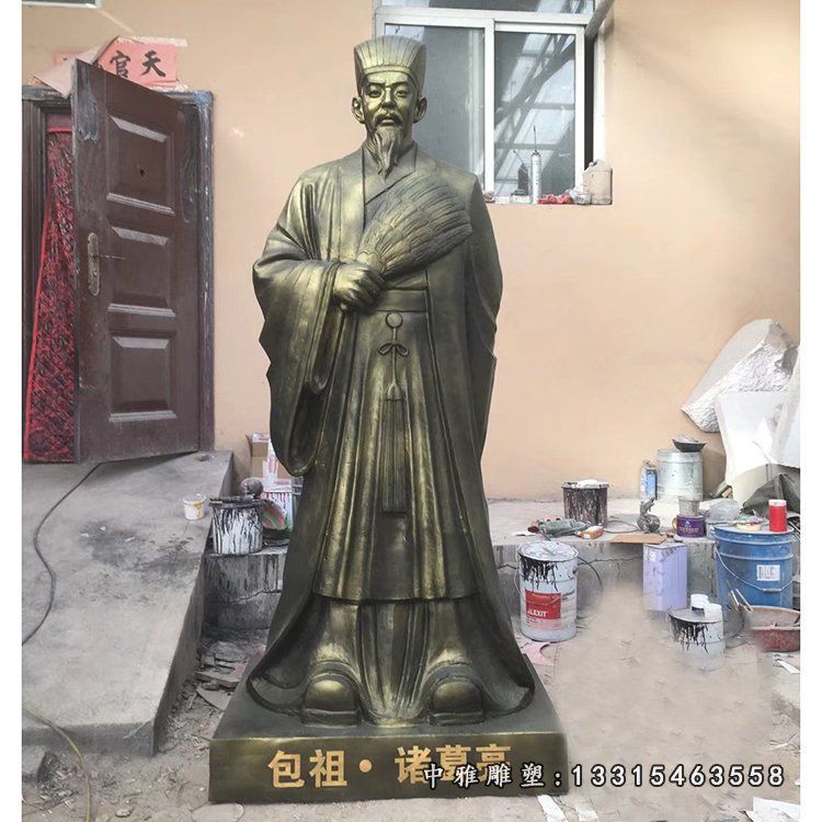 古代名人诸葛亮铜雕