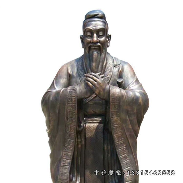 玻璃钢仿铜孔子行教像 校园古代名人孔子雕塑 (5)