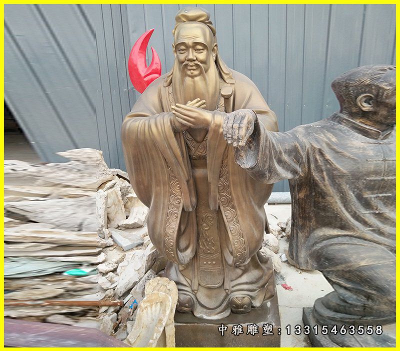 校园名人雕塑，玻璃钢仿铜孔子