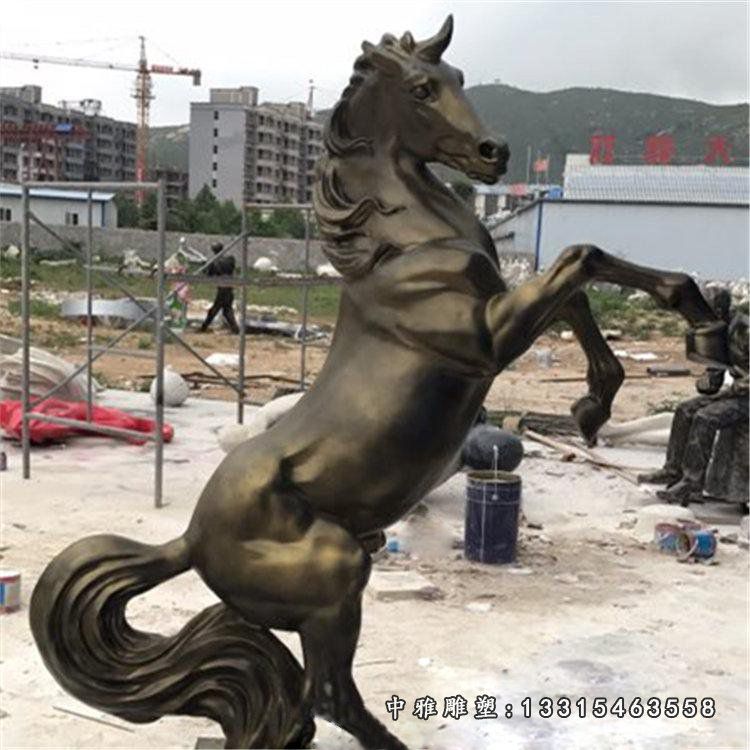 公园景观雕塑，玻璃钢仿铜马 (2)