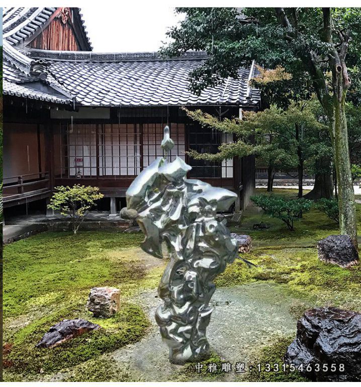 不锈钢庭院抽象太湖石雕塑