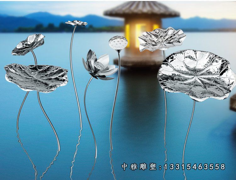 镜面不锈钢荷花雕塑 (4)