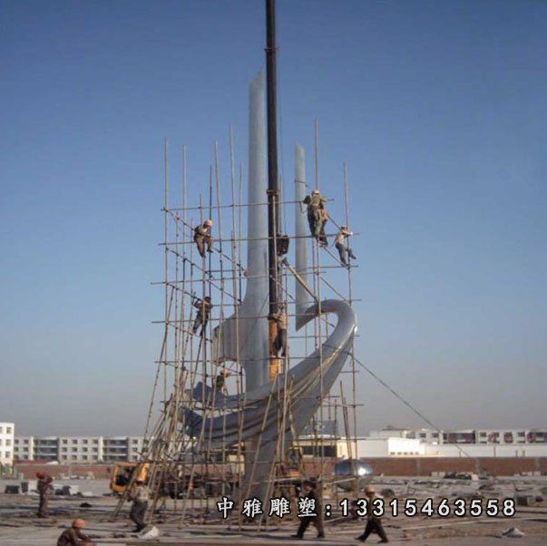 不锈钢抽象雕塑，不锈钢企业雕塑 (4)