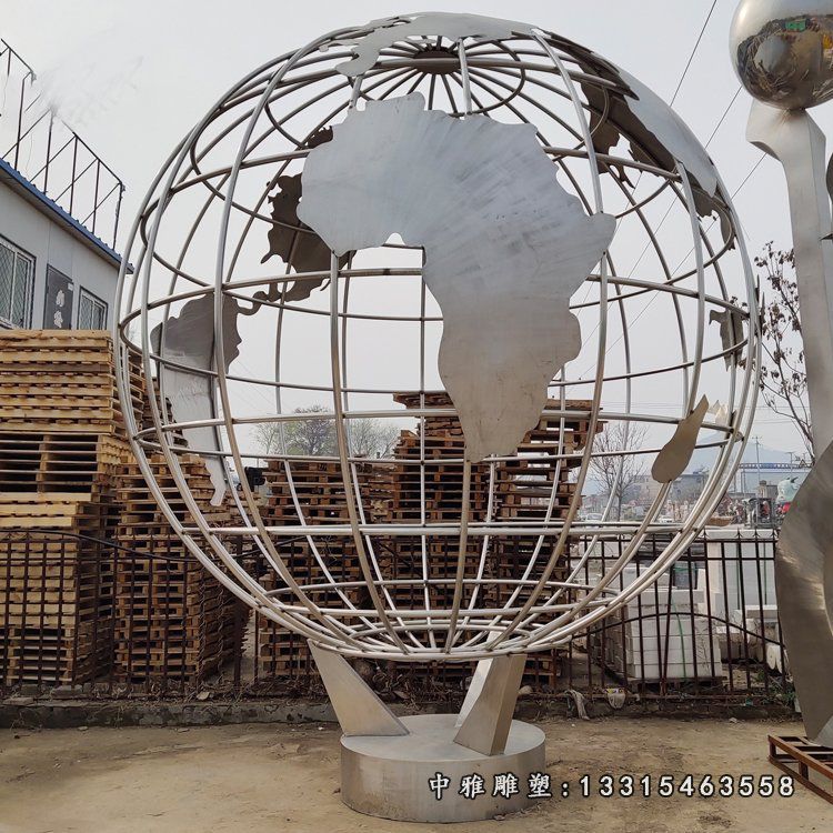 地球仪不锈钢镂空雕塑 (1)