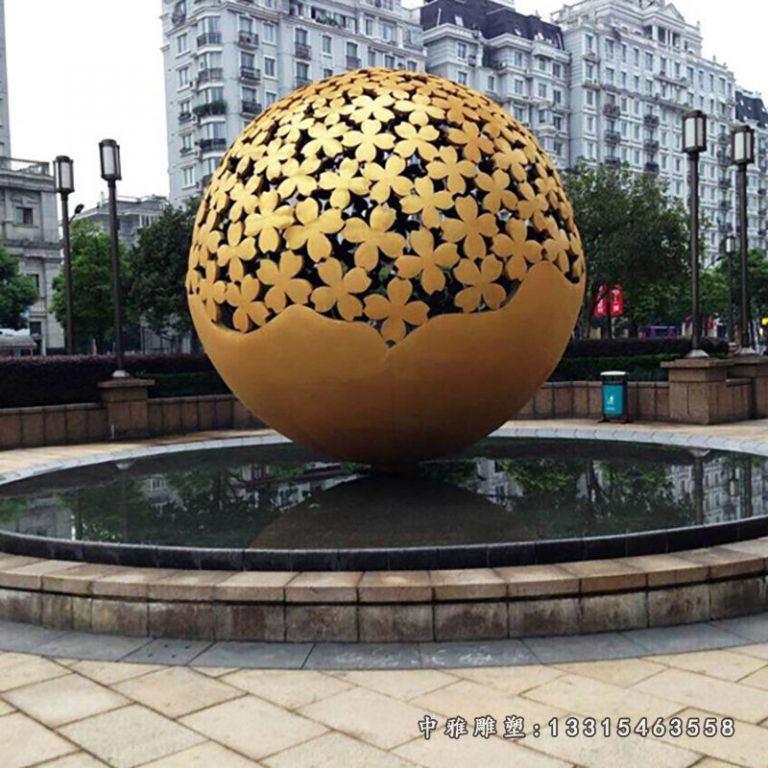 不锈钢镂空球雕塑，广场景观摆件