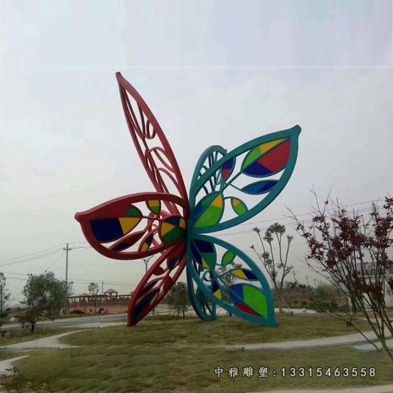 不锈钢树叶组合花朵造型雕塑