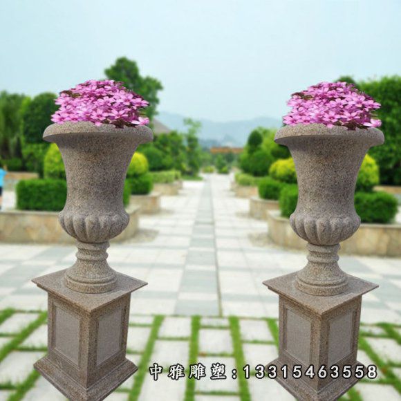 大理石公园艺术花盆雕塑