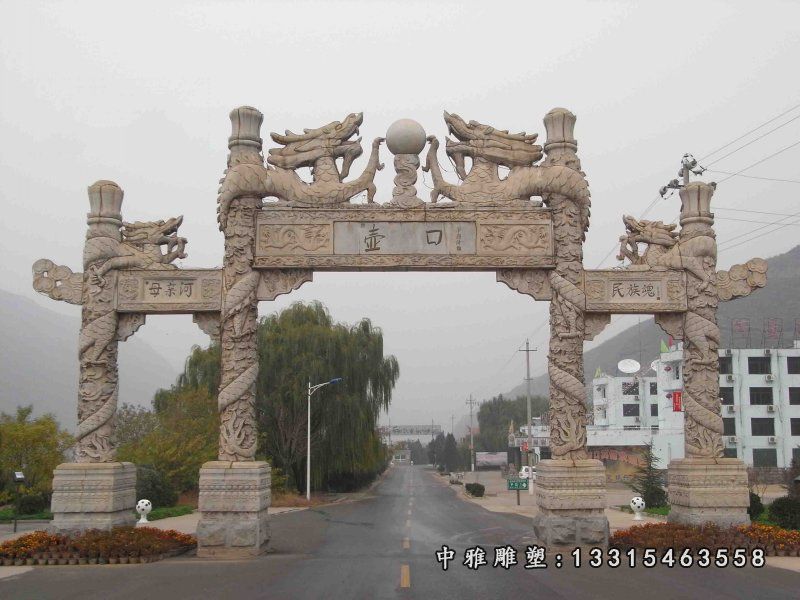 大型龙柱牌坊石雕