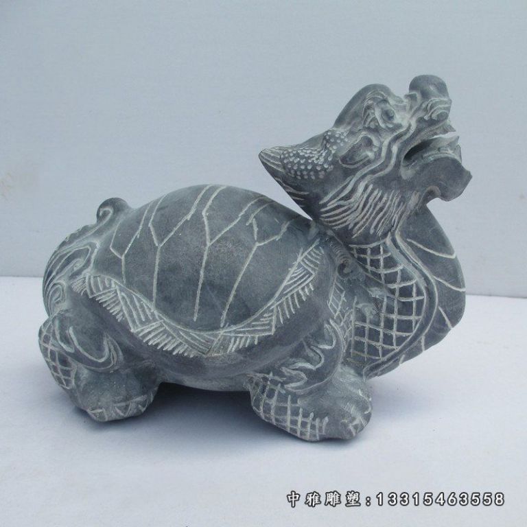 青石龙龟，小型龙龟石雕 (2)
