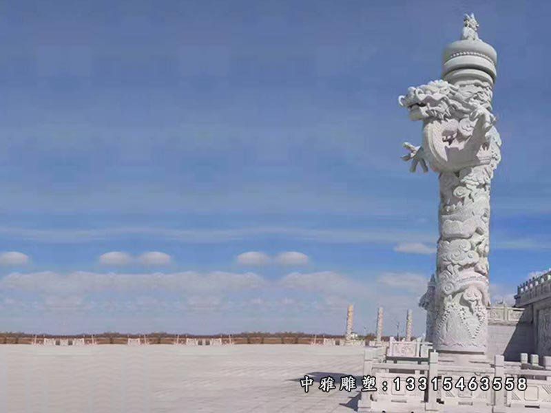 汉白玉盘龙柱，广场石柱子