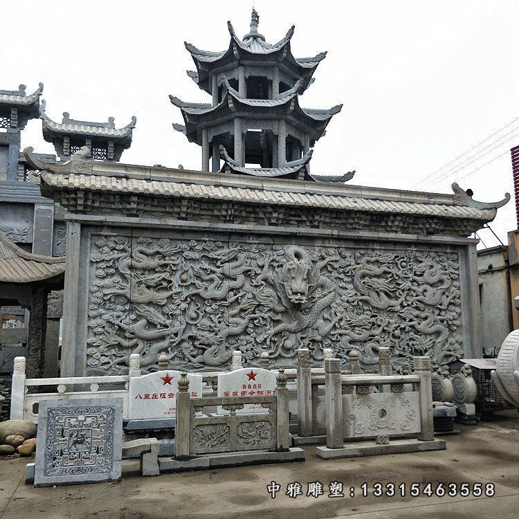 厂家定做石材浮雕壁画 花岗石山水画雕刻 宗祠外墙花鸟石雕壁画17328