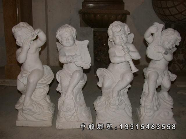 西方小孩石雕，汉白玉小孩石雕 (2)