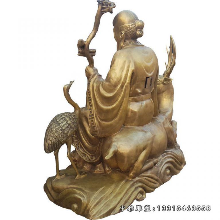 传统黄铜寿星公雕塑 铜雕塑寿星骑鹿雕像定制 黄铜铸造 151094