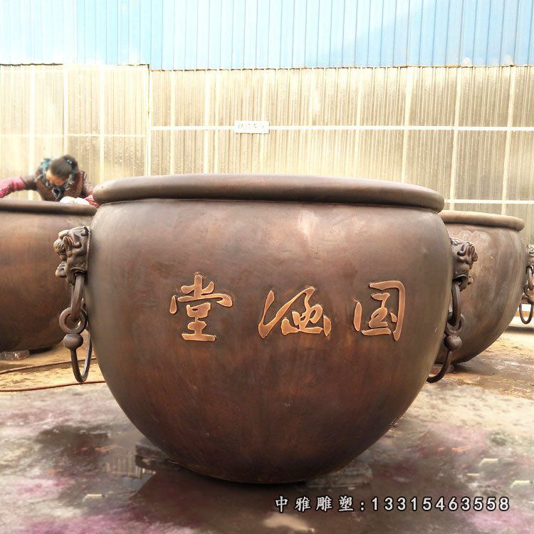 铜雕庭院景观狮子水缸