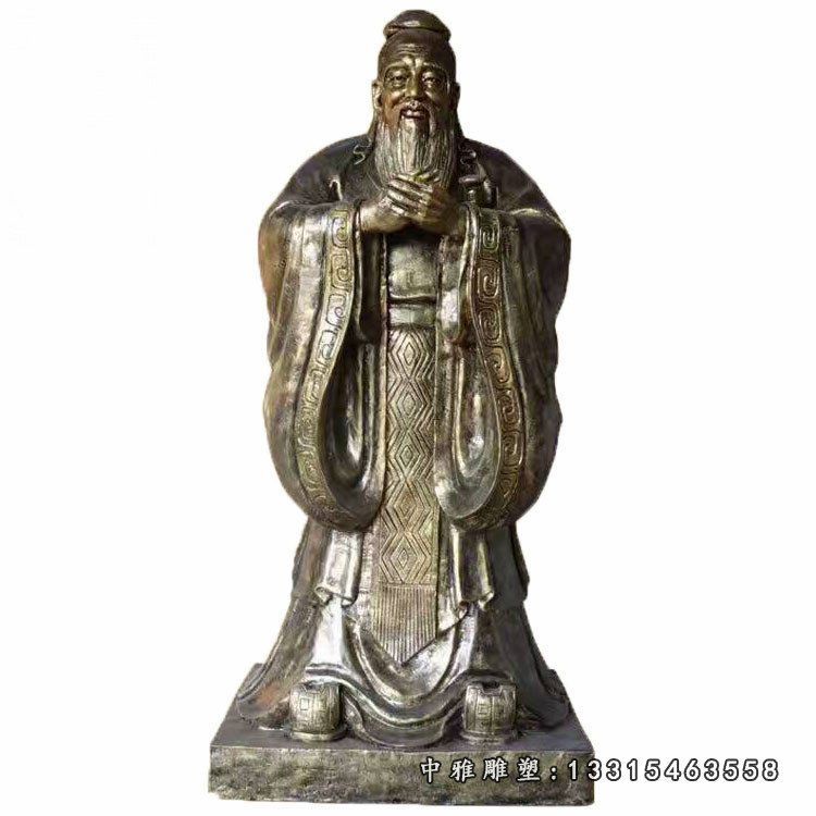 校园孔子雕塑玻璃钢仿铜孔子行教像 (6)