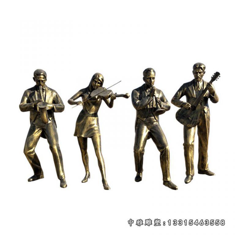 玻璃钢仿铜音乐人物，音乐会场景观摆件 (4)