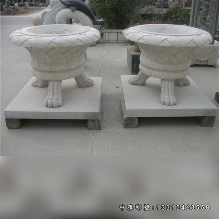 石雕花盆，广场花盆石雕