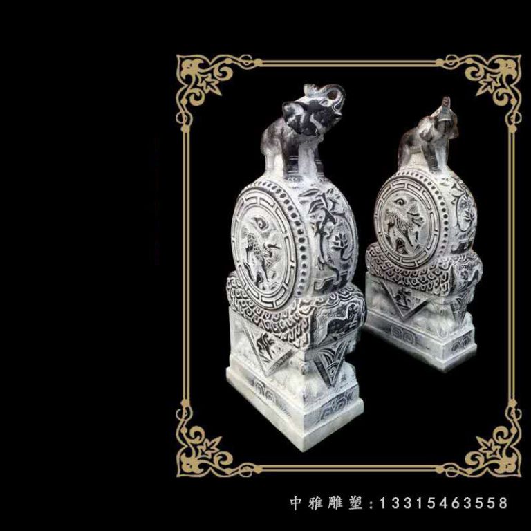 青石仿古大象门墩石雕门口镇宅抱鼓石 (2)