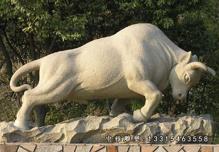 大理石开荒牛雕塑 公园石雕牛