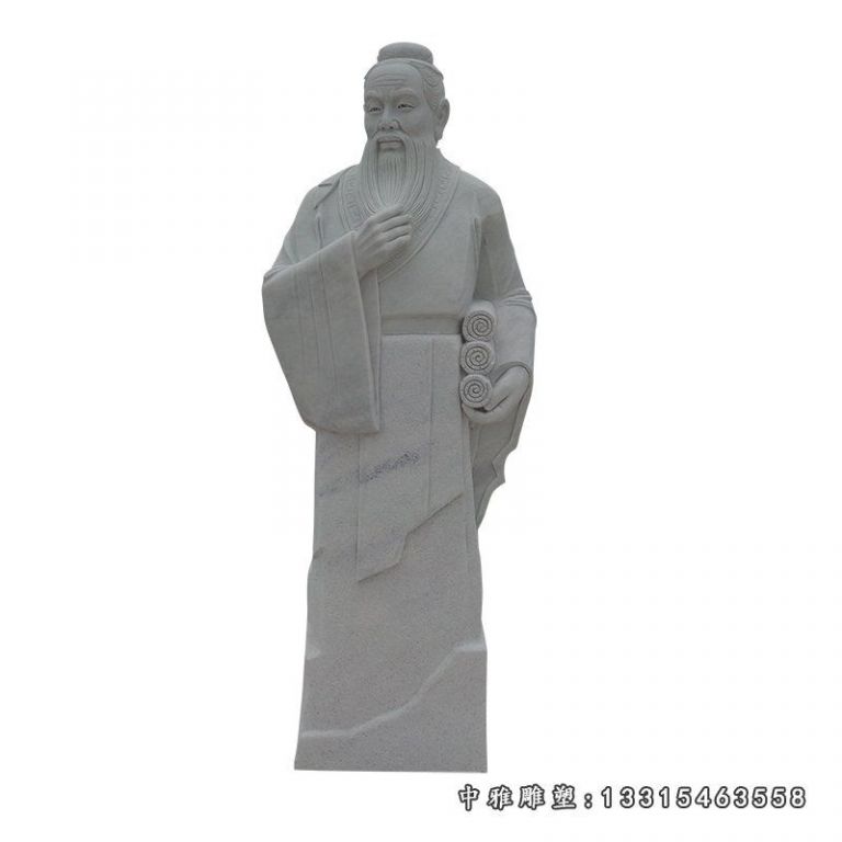 拿竹简的孔子石雕 大理石校园人物石雕 (2)
