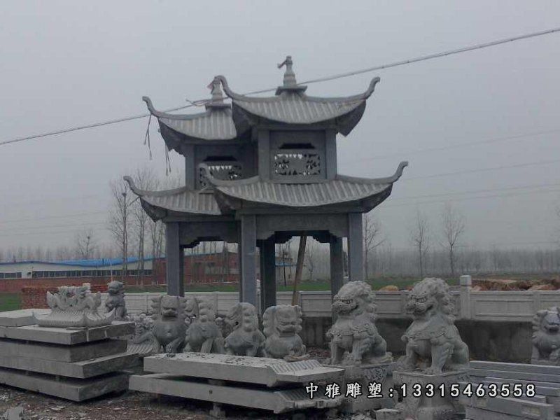 园林仿古双层凉亭石雕