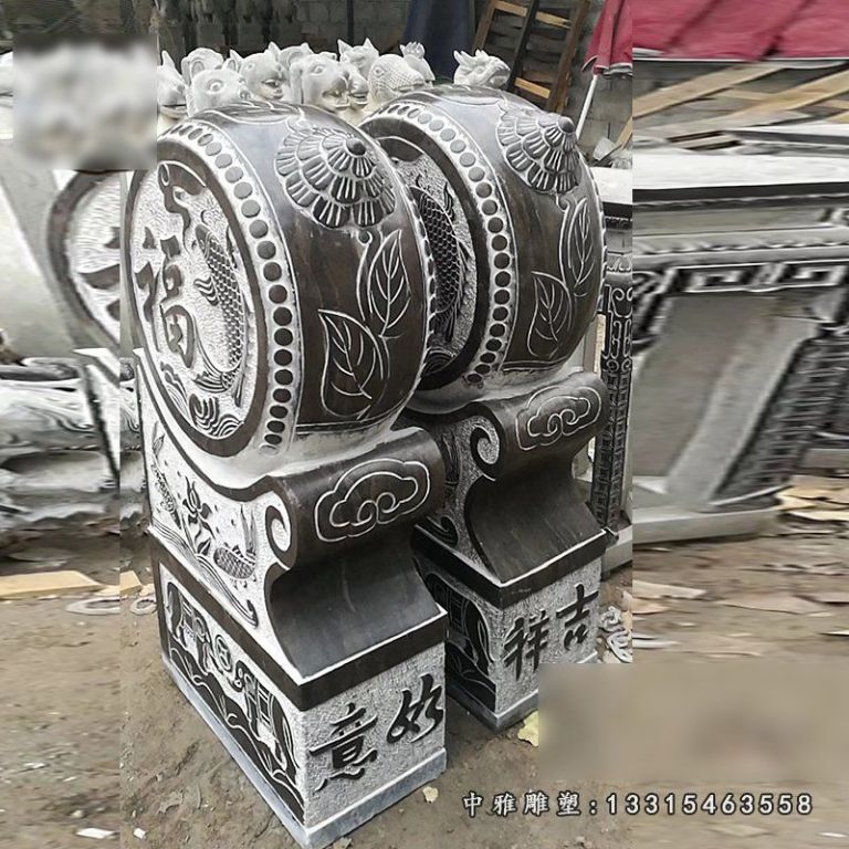 门墩雕塑，青石仿古抱鼓石 (3)