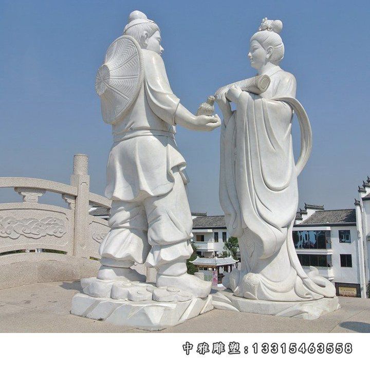牛郎织女石雕，古代传说人物石雕