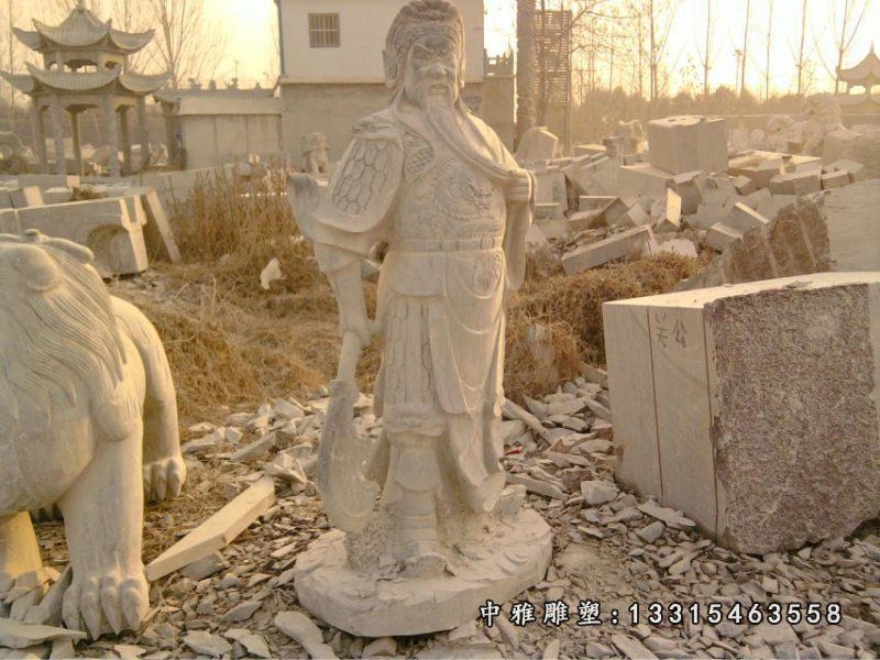 关公石雕，握刀关公石雕 (3)