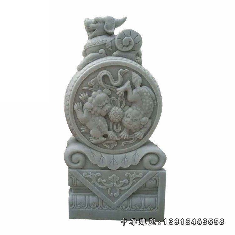公园景观石雕，貔貅抱鼓石雕塑