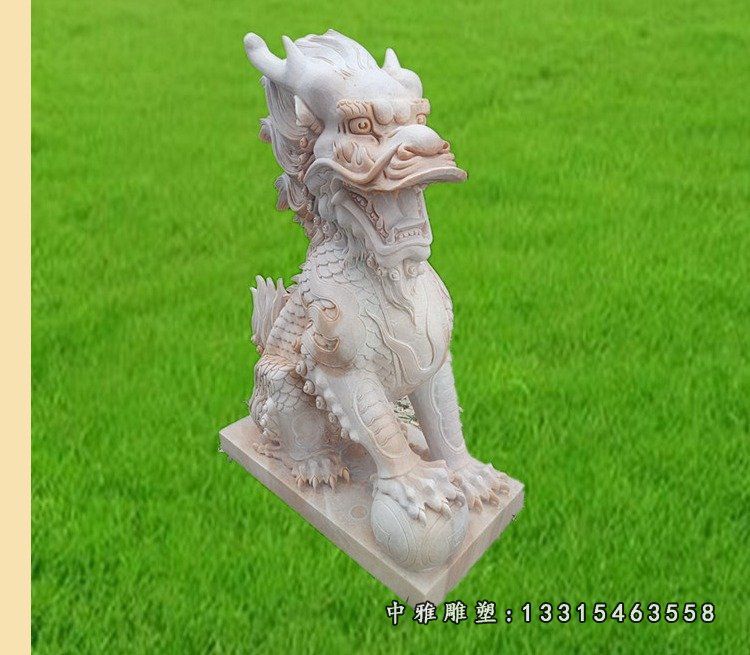 汉白玉狮子 石雕镇宅神兽雕塑 (3)