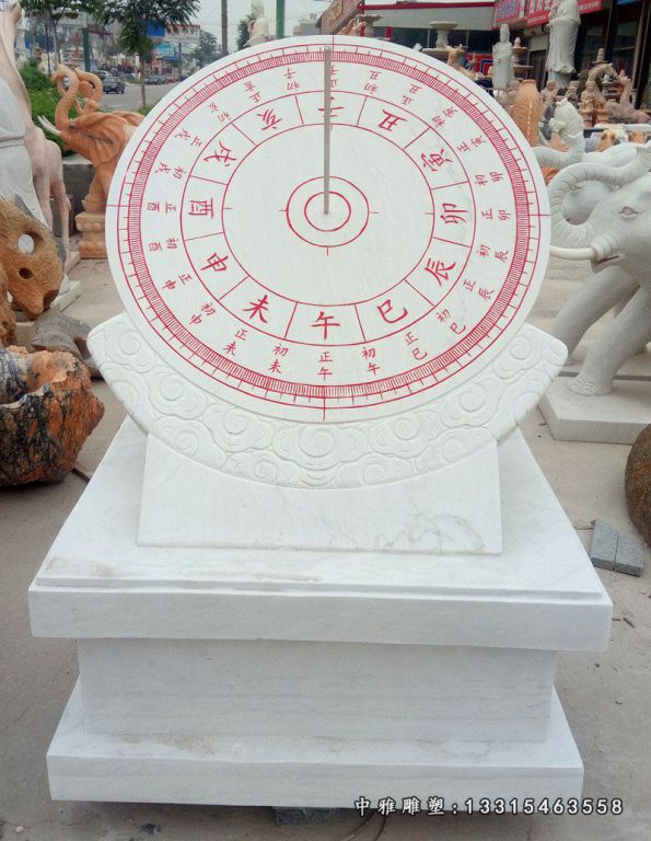 汉白玉日晷，校园日晷石雕