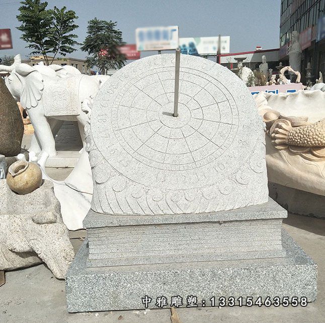 花岗岩日晷雕塑，校园石雕 (2)