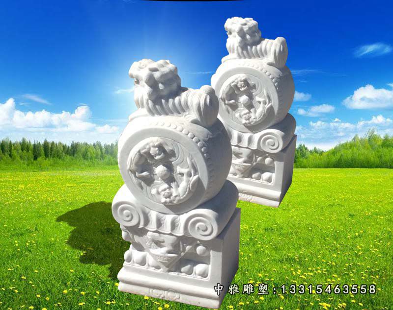 仿古抱鼓石雕塑 门墩石雕 (3)