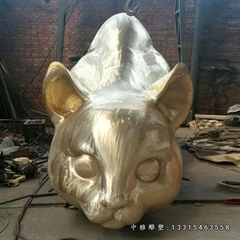 厂家批发定制 大型铜雕猫咪景观雕塑摆件 现代化广场公园动物雕塑73999