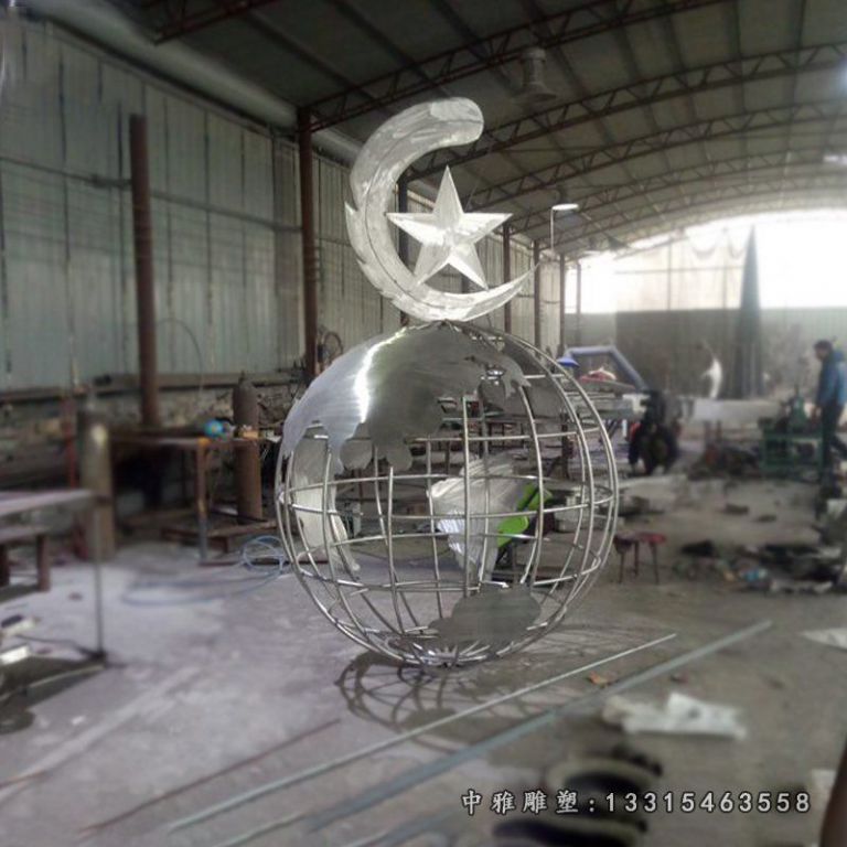 不锈钢广场地球仪雕塑