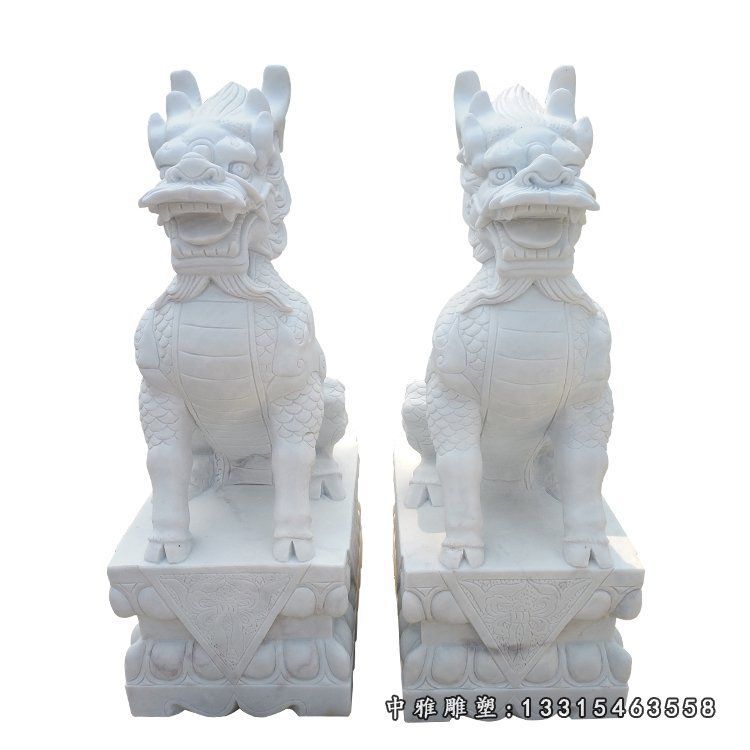 汉白玉麒麟 石雕镇宅动物雕塑 (1)