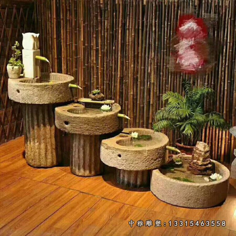大理石酒店装饰石磨流水摆件