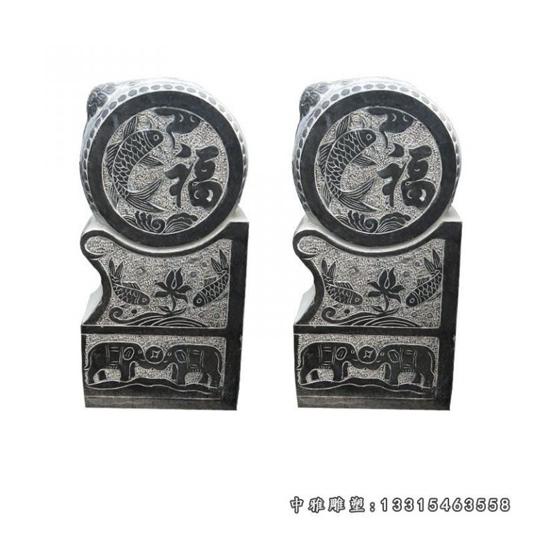 青石门墩雕塑，仿古石抱鼓