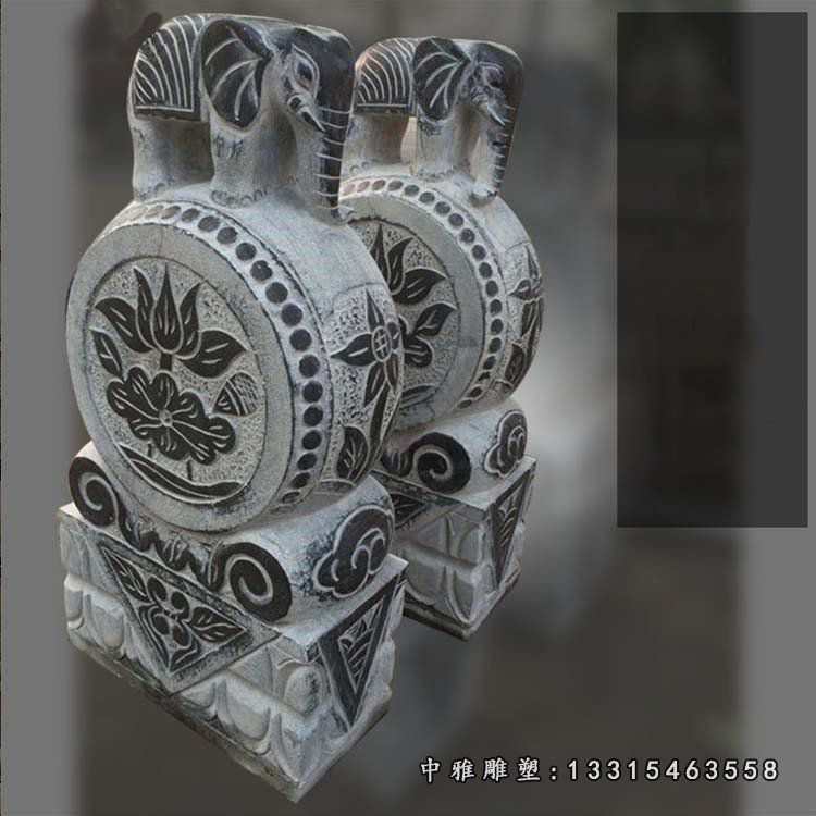 小象石雕门墩，仿古抱鼓石 (2)