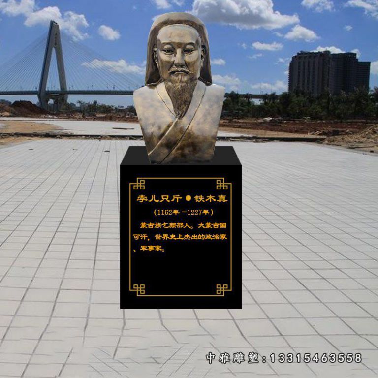 成吉思汗铁木真头像铜雕 (2)