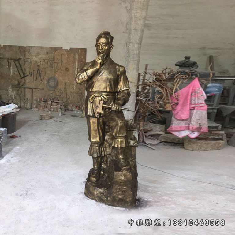 古代名人木匠祖师鲁班铜雕 (1)