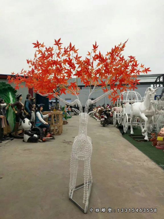 不锈钢镂空麋鹿雕塑 (3)