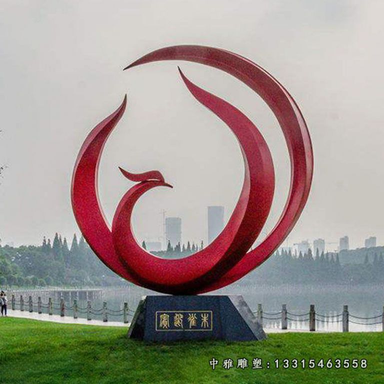 广场不锈钢抽象凤凰雕塑