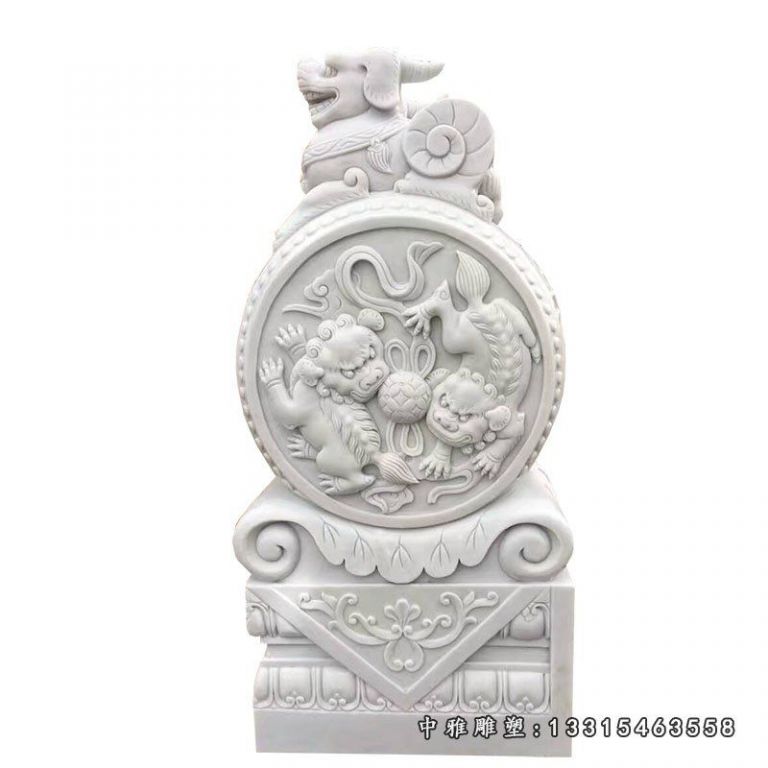 仿古门墩石雕 貔貅抱鼓石 (1)