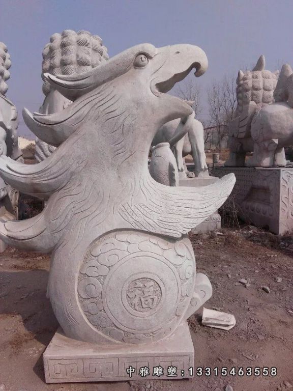 鹰头抱福石雕，公园景观石雕 (4)