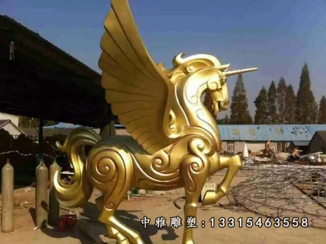 独角兽铜雕，铜飞马雕塑