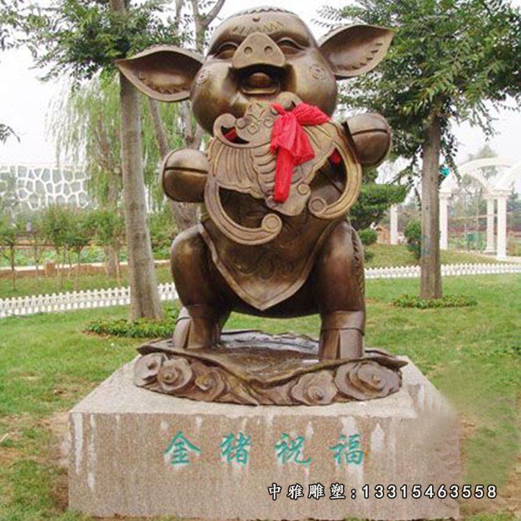 卡通金猪铜雕